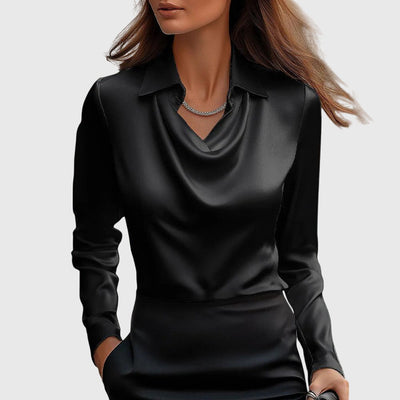 Silvia | Blusa con brillo lujoso y cuello plisado