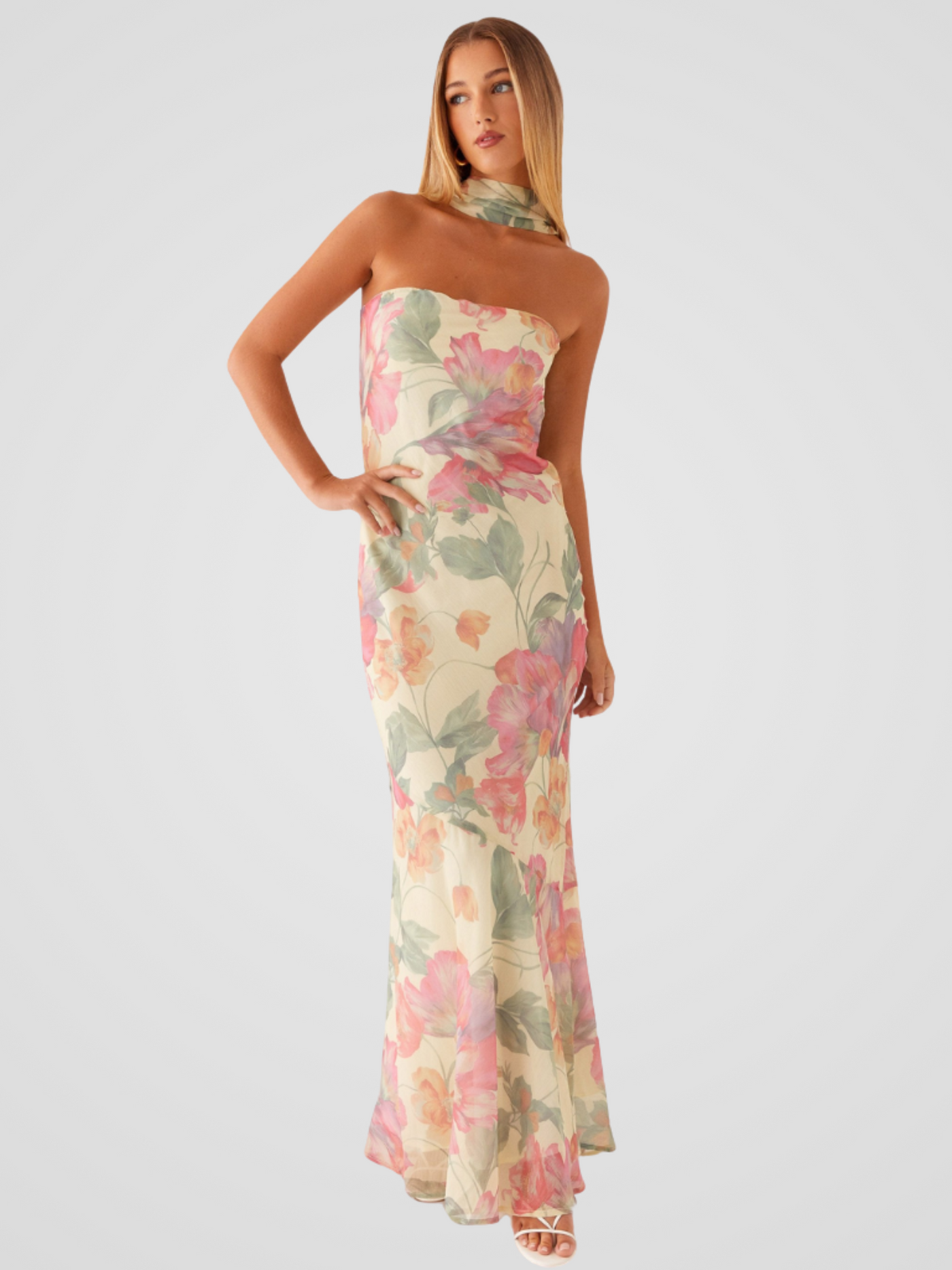 Amelia | Vestido Bandeau en Chiffon Floral