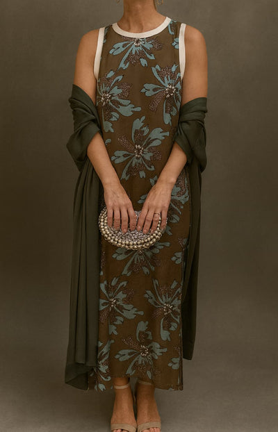 MILENA | Vestido Satinado Elegante con Estola Incluida y Línea Adelgazante para Ocasiones Especiales