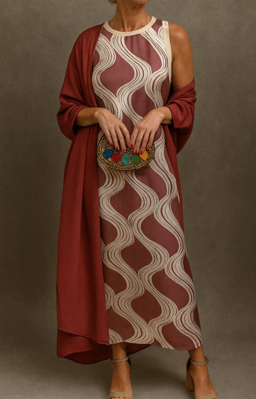 MILENA | Vestido Satinado Elegante con Estola Incluida y Línea Adelgazante para Ocasiones Especiales
