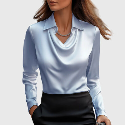 Silvia | Blusa con brillo lujoso y cuello plisado