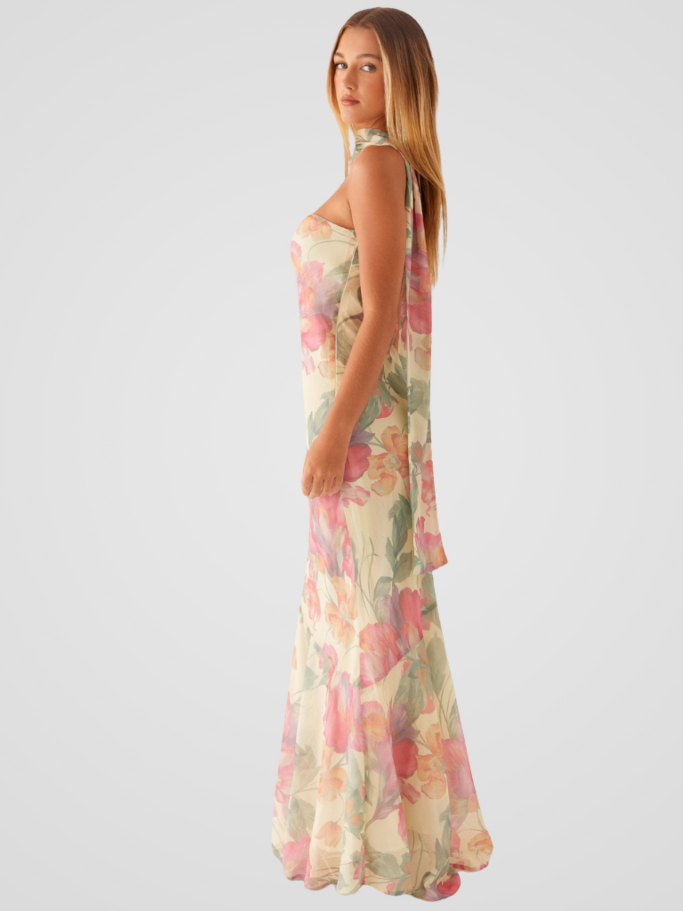 Amelia | Vestido Bandeau en Chiffon Floral