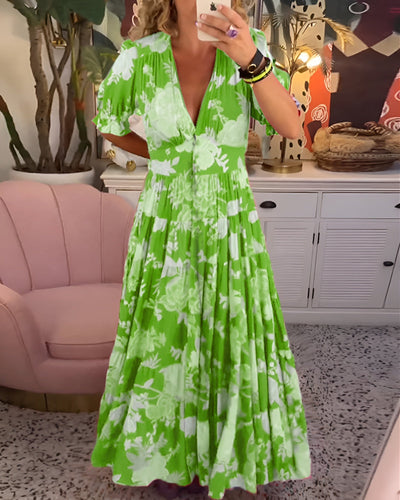 CATERINA | Vestido Floral Largo con Bolsillos Ocultos y Corte Femenino de Día