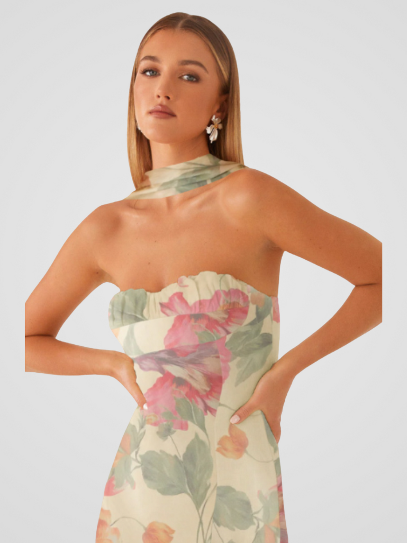 Amelia | Vestido Bandeau en Chiffon Floral
