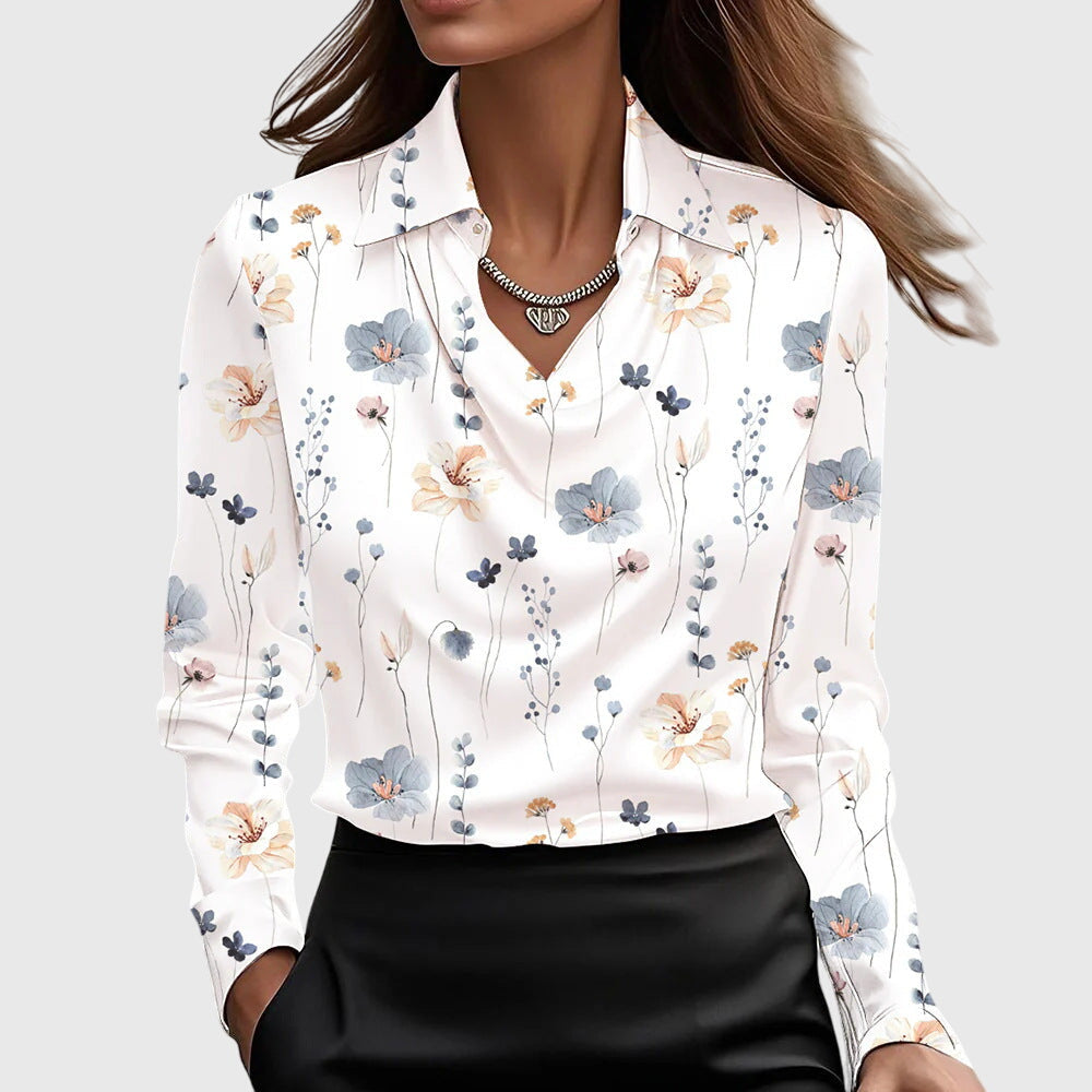Silvia | Blusa con brillo lujoso y cuello plisado
