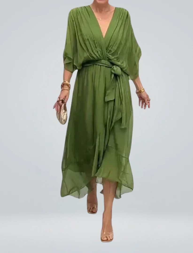 GINEVRA | Vestido Largo Elegante con Escote Femenino