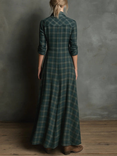 Soraya| Vestido largo a cuadros verde