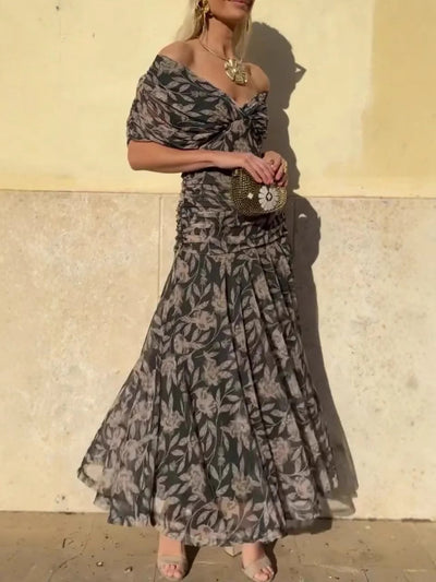 Serena | Vestido Largo Floral Off-Shoulder