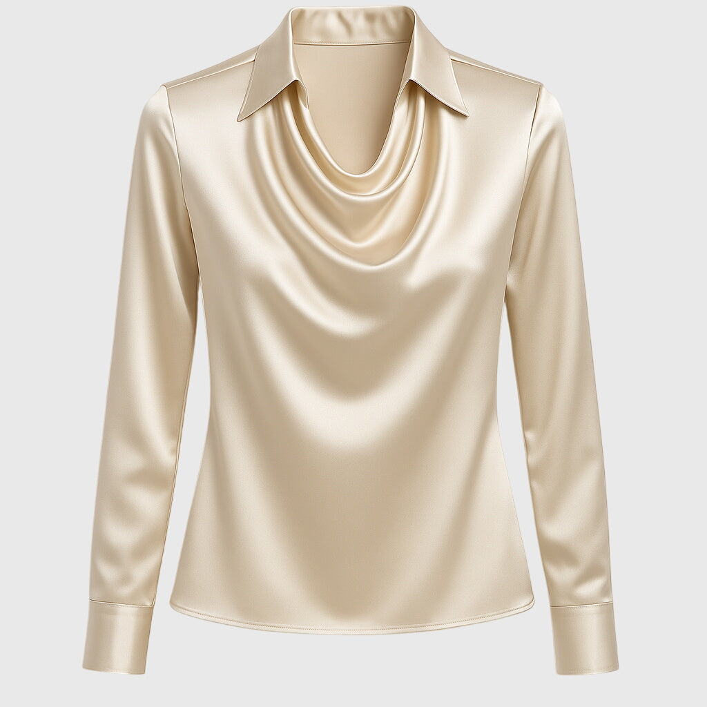 Silvia | Blusa con brillo lujoso y cuello plisado