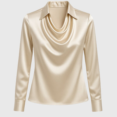 Silvia | Blusa con brillo lujoso y cuello plisado