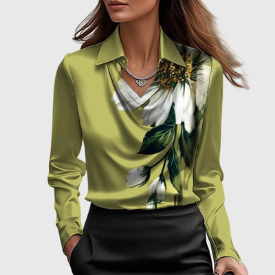 Silvia | Blusa con brillo lujoso y cuello plisado
