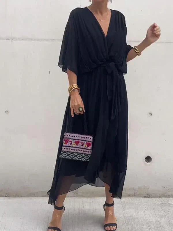 GINEVRA | Vestido Largo Elegante con Escote Femenino