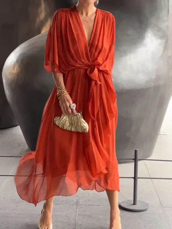 GINEVRA | Vestido Largo Elegante con Escote Femenino