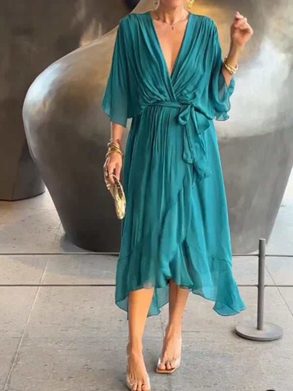 GINEVRA | Vestido Largo Elegante con Escote Femenino