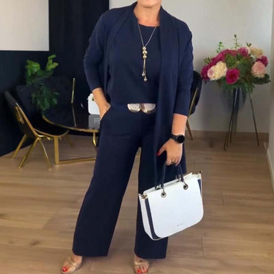 GABRIELLA | Conjunto de 3 Piezas con Cárdigan Largo, Confort Elegante y Estilo Versátil para Todas las Ocasiones