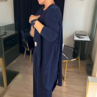 GABRIELLA | Conjunto de 3 Piezas con Cárdigan Largo, Confort Elegante y Estilo Versátil para Todas las Ocasiones